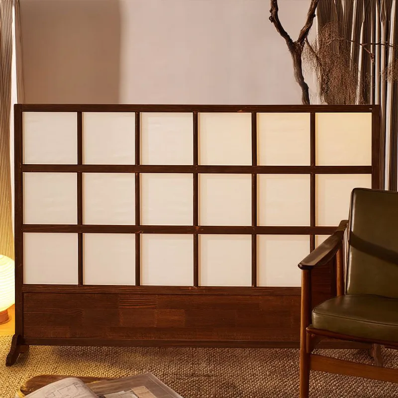 Screen retro partition living room solid wood foldable simple bedroom screen