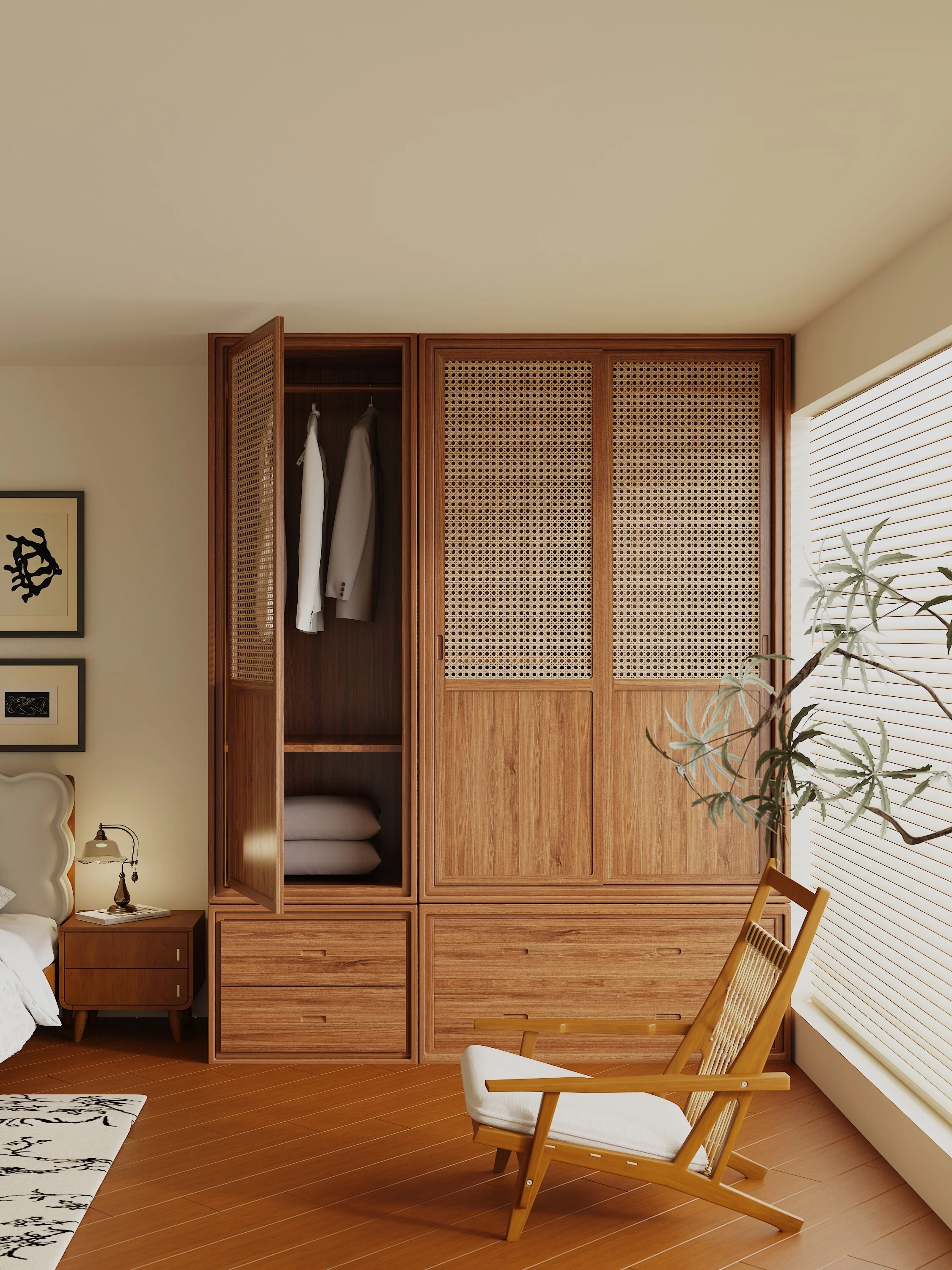 

Household bedroom Japanese-style multi-functional storage combination locker customization