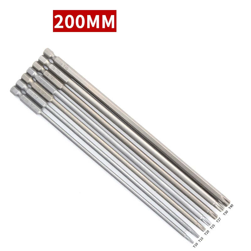 

7Size/set 200mm lengthen 1/4' Hex Shank Magnetic Star Torx Screwdriver bits T10 to T40 for Exact Screw Unscrew Tools