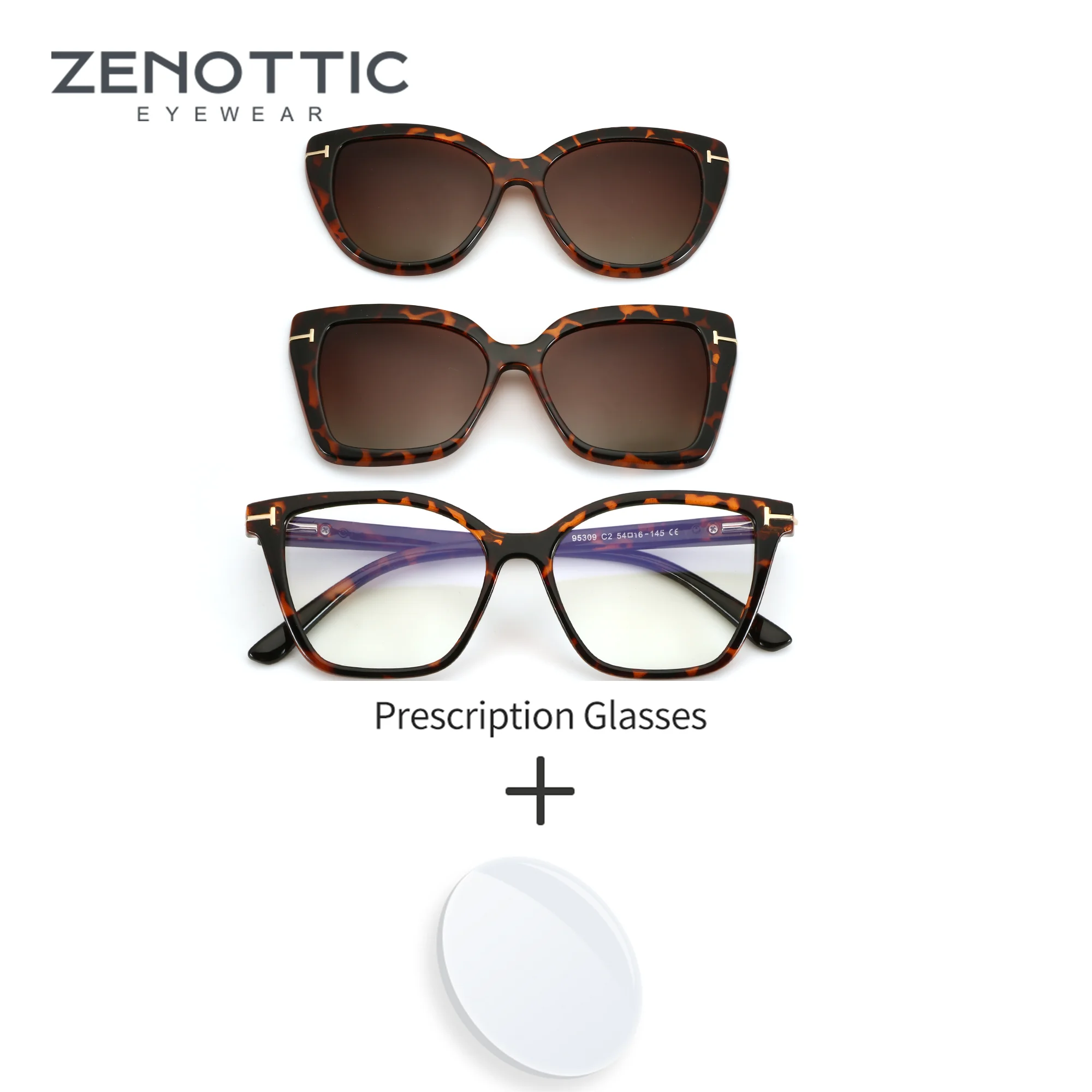 

ZENOTTIC S размер модные магнитные клипсы кошачий глаз очки по рецепту для женщин UV400 поляризационные прогрессивные оптические солнцезащитные очки