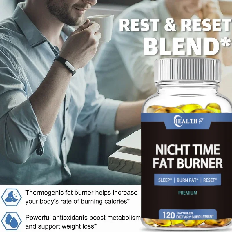 Night Fat Burner Capsules with Vit D3 Green Tea for Detox Intestinal