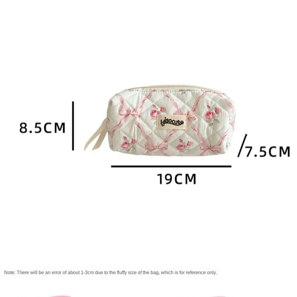 Creative Large Capacity Pen Bag Floral Bowknot Cosmetic Bag Multi-function Pencil Case Gift