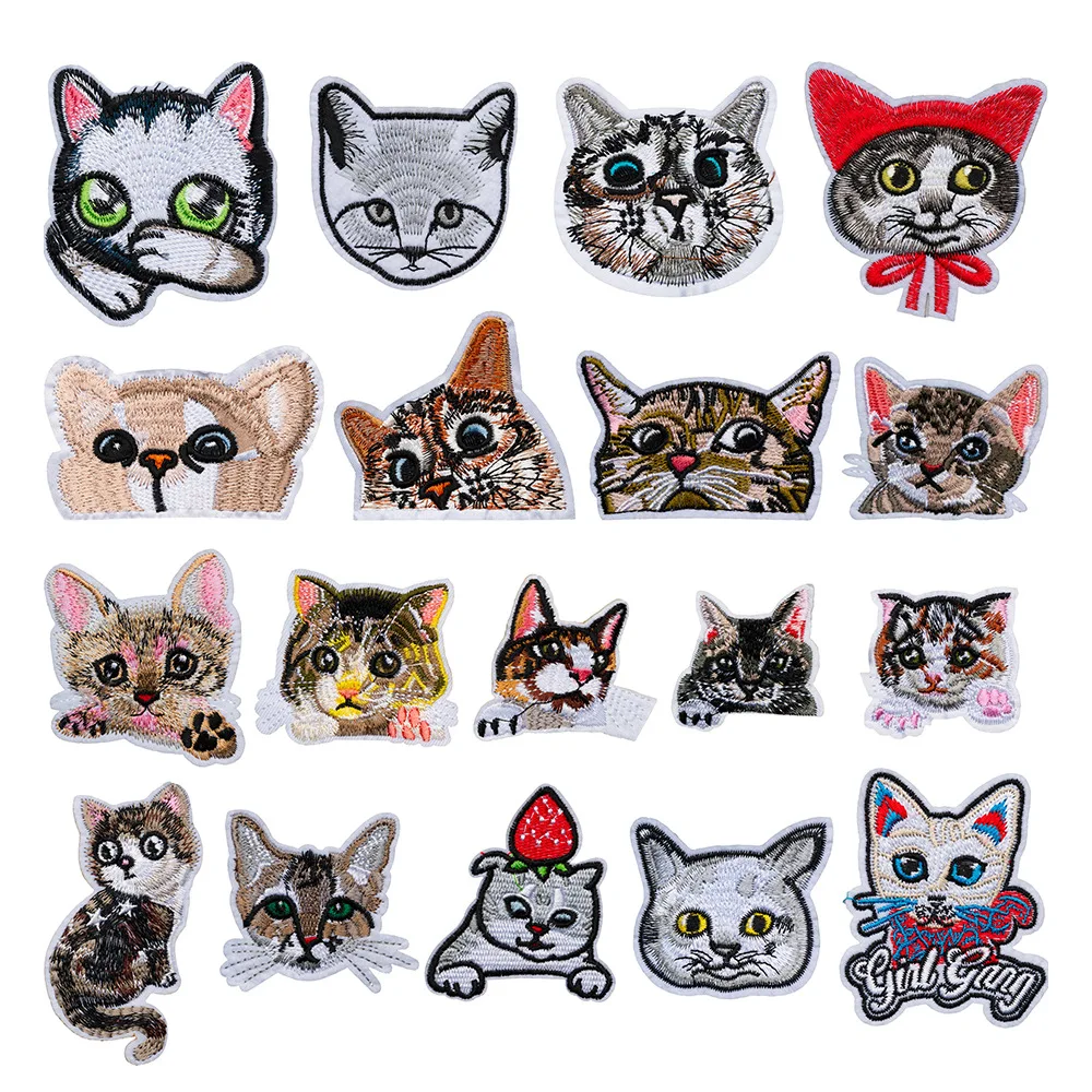

Cartoon Cat Embroidered Iron on Patches for DIY Clothing Shoes Bags Accessories Appliques for Clothing Embroidery Patch Scp