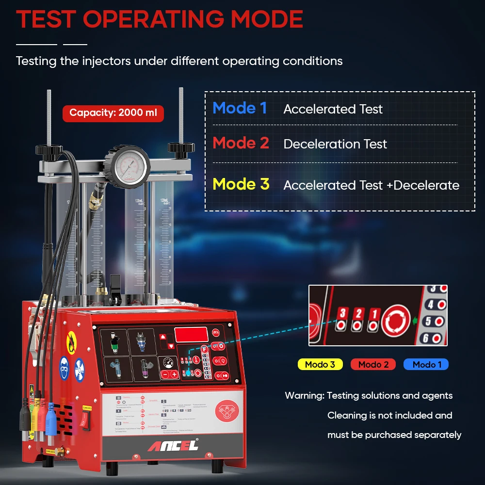 Ancel AJ400 Fuel Injector Cleaner 4-Cylinders EFI FEI Cleaner Test Cleaner Ultrasonic Resistance Test Cleaning Gasoline