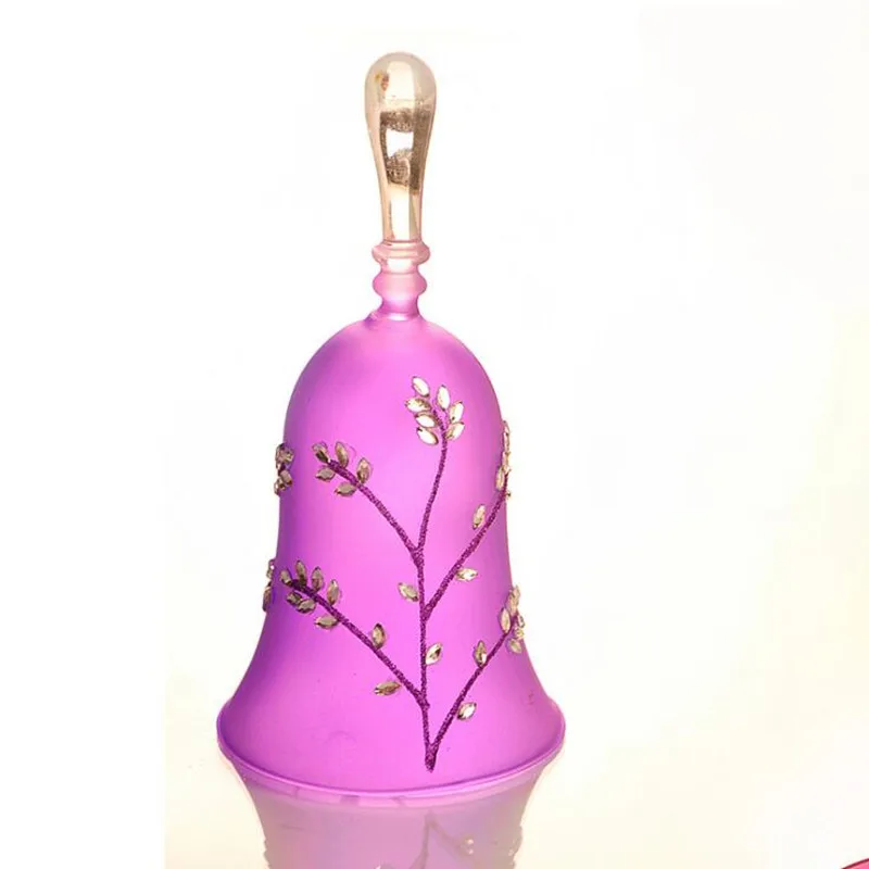 European Style Glass Dinner Bell Romantice Purple Painting Wedding Friend Favor Gift Home Decoration