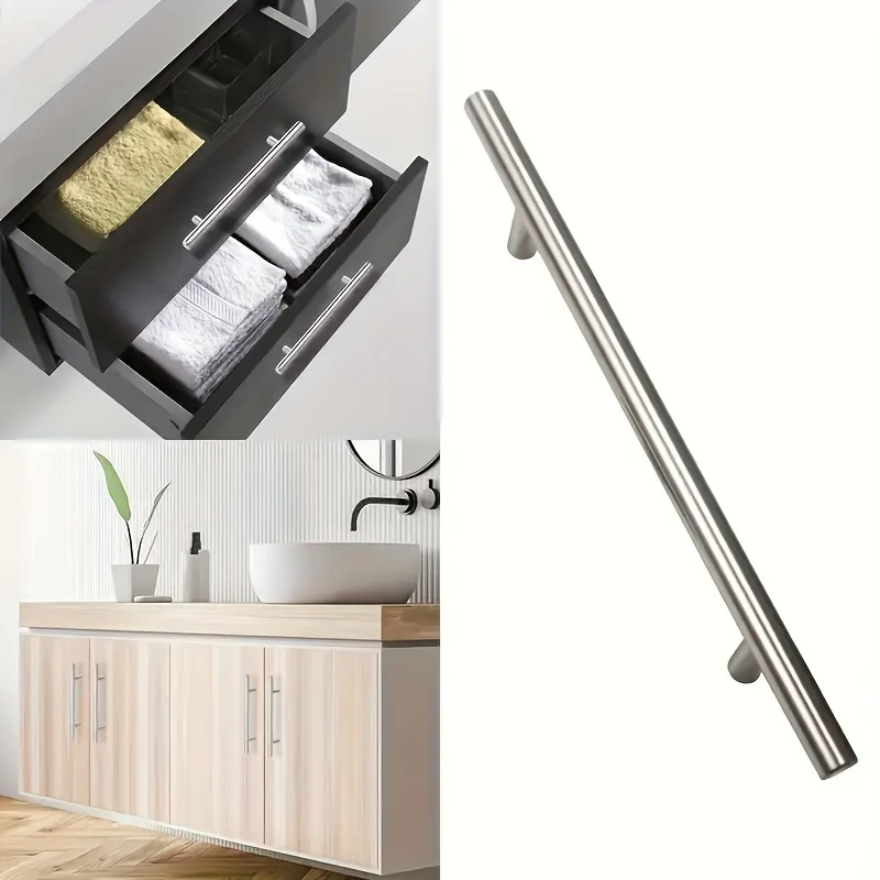 6Pack Stainless Steel T-Bar Handles for Cabinets and Drawers Polished Furniture Handles Wardrobe Door Pull Kitchen Cabinet Pulls