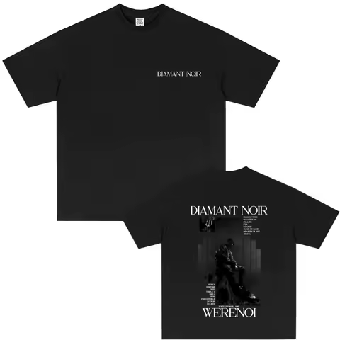 Hot Selling Rap Singer WeRenoi Diamant Noir Album T-shirt 2026 Summer Men's Women's Hip Hop Cotton Fashion Pop Music T-shirt