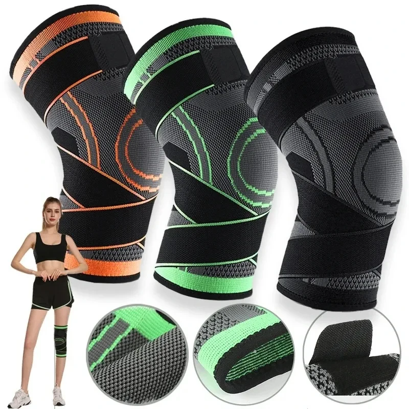 Nylon Adjustable Sports Knee Pads Knee Pain Relief Patella Stabilizer Brace Support for Hiking Soccer Basketball Running Sports