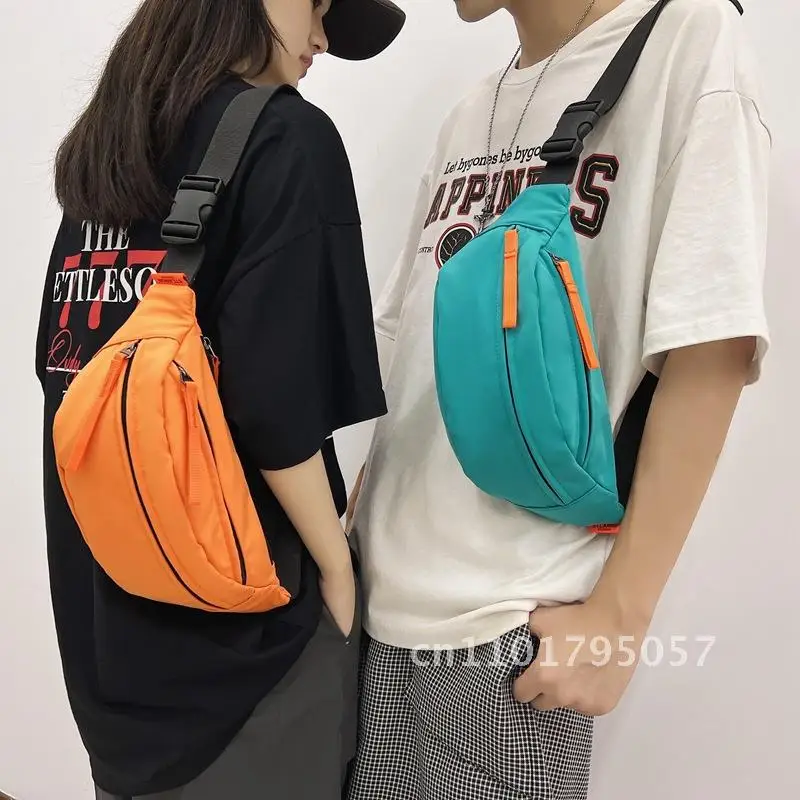 Men's Crossbody Bag Trendy Casual Fashion Street Style Nylon Waist Bag Small Satchel Women's Hong Kong Style Shoulder Chest Bag