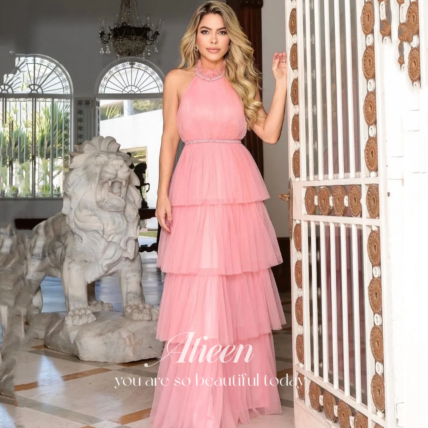 

Aileen Customized Prom Dresses 2025 Black فساتين سهرة Women Evening Dress Pink Vestidos De Festa Multi-layer Luxurious Women's