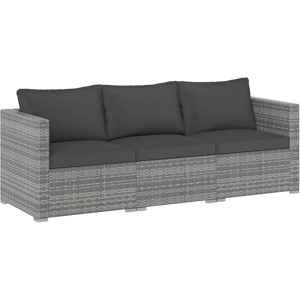 

3-Seat Outdoor Patio Sectional Sofa Set with Cushions, PE Rattan, Ideal for Garden, Poolside, or Porch (Black)