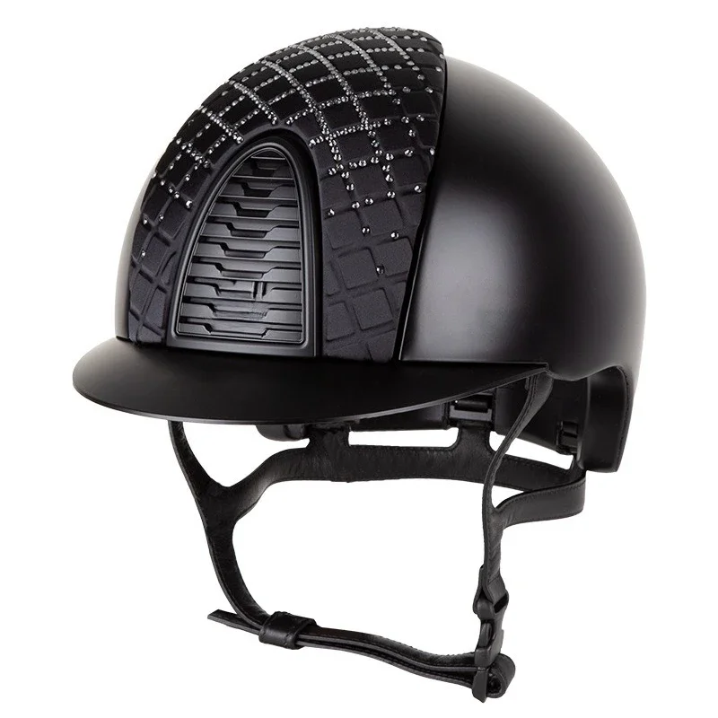 Second generation equestrian helmet, Milange, black diamond-encrusted riding helmet harness competition 8101048