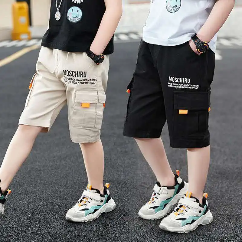 New Boys Summer Short Pant Kids Casual Letter Cotton Bottom Shorts Children Teenager Beach Short 4 5 6 7 8 9 10 11 12 13 14T