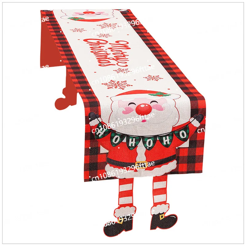 

2024 Christmas Creative Cartoon Printing with Feet Cartoon Polyester Tablecloth Party Decorations Supplies