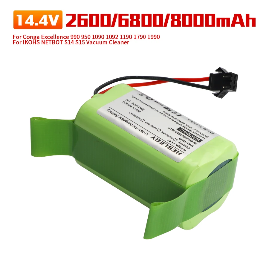 14.4V 2600mAh 6800mAh 8000mAh Battery for 1092 1190 1790 1990,for IKOHS NETBOT S14 S15 Vacuum Cleaner