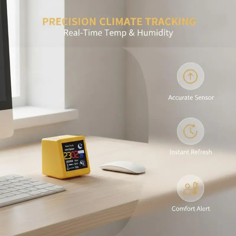 Digital Smart Weather Station Clock 1Pcs Animation Display Electronic Album for Real Time Humidity Temperature Monitoring