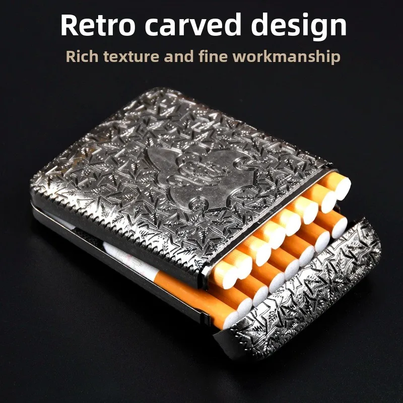 16 Three-open Cigarette Box Cigarettes, Bloody Gangster Clips, Automatic Open Cover Alloy Carving, Anti-pressure Portable Gift