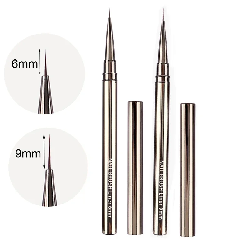 Nagel liner Zeichnung Malerei Blume Linie Streifen Stift Nagel kunst Pinsel DIY Metall griff Nagel bürsten 6/9/12/15/18mm für Salon nach Hause