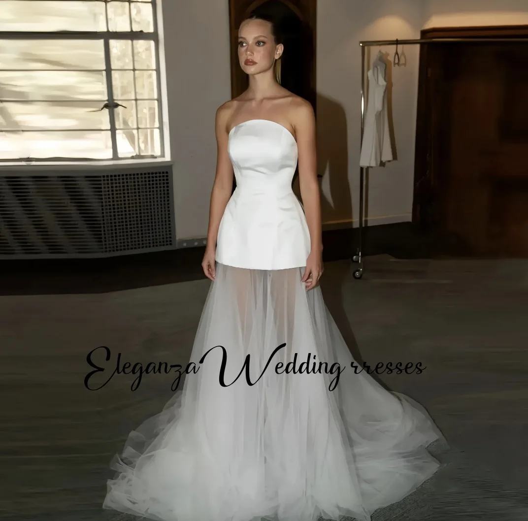 Customized Strapless Satin Tulle Prom Dresses Sleeveless Long Homecoming Dresses A Line Formal Evening Party Gowns 2025