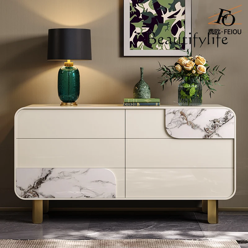 

Light luxury chest cabinet custom marble drawer porch premium paint bedroom TV cabinet bedside storage cabinet
