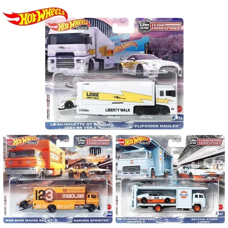 Hot Wheels-Voiture de culture d\'origine pour enfants, jouets de transport pour garçons, pages moulées sous pression, marche Nissan GTR Hauler,