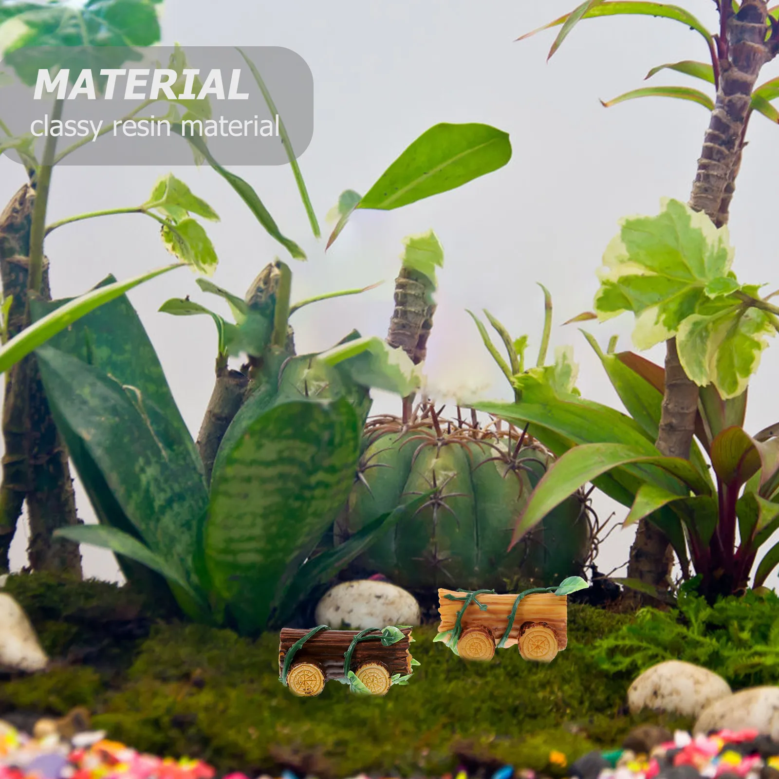 

2Pcs Miniature Stump Car Resin Decorations Micro Landscape Garden Bonsai Fish Tank Accessories Micro Landscaping Ornament