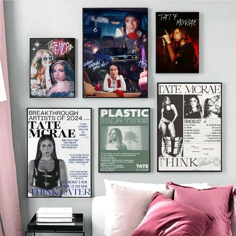 Tate Mcrae Singer Anime Posters Wall Art Retro Posters for Home Kawaii Room Decor