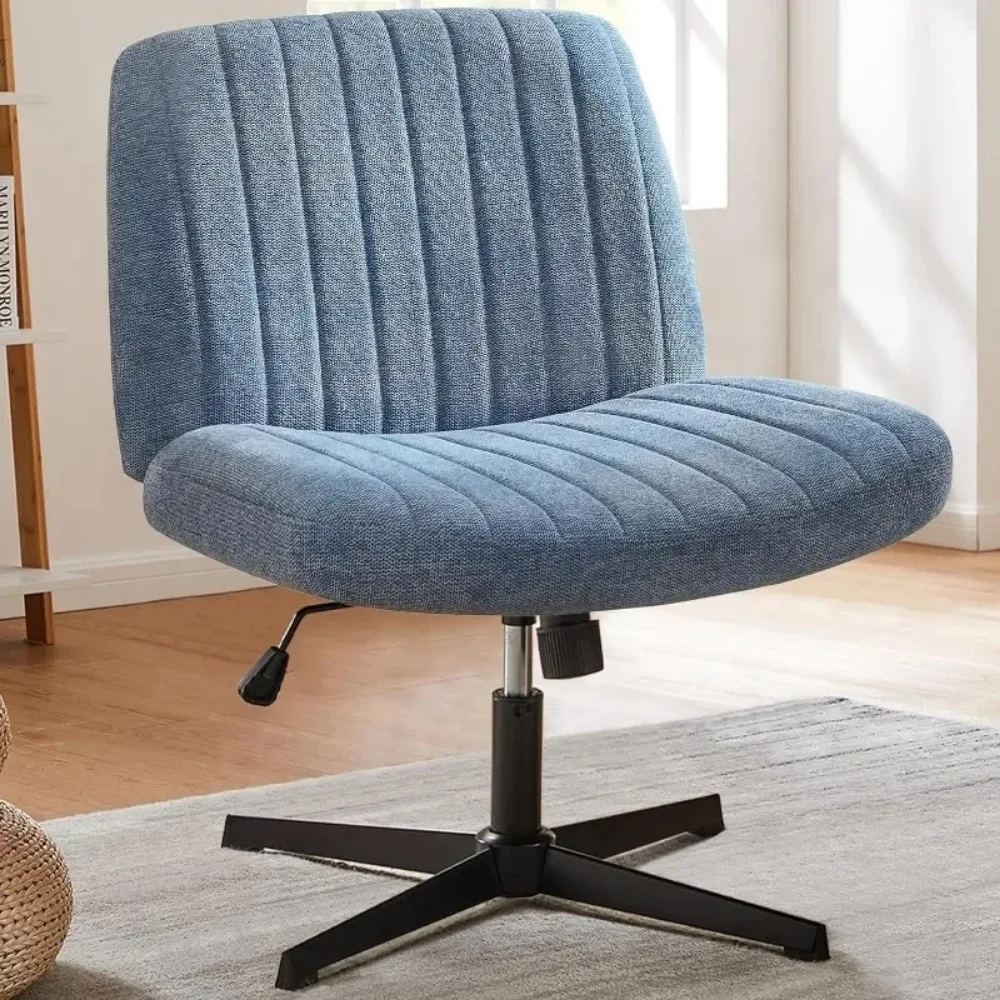 Criss Cross Chair, Armless Legged Office Desk Chair No Wheels, Leather Padded Wide Seat Modern Swivel Height Adjustable