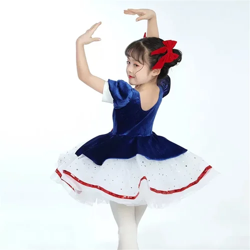 Imagen 2 del producto Tutú de Ballet profesional clásico para niños, color azul, lago de los cisnes rojos, panqueque, tutú de bailarina, trajes de baile para fiesta, vestido de Ballet para niñas