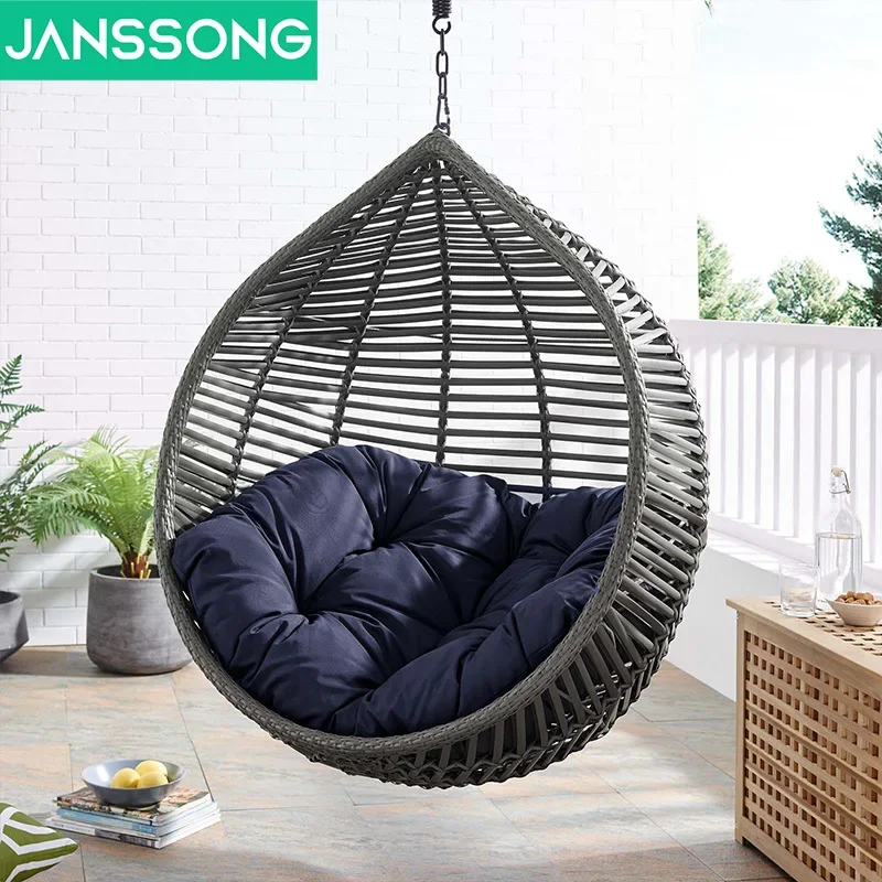 Cross-border hanging eggshell hanging basket villa hotel balcony leisure swing chair rattan aluminum alloy outdoor adult