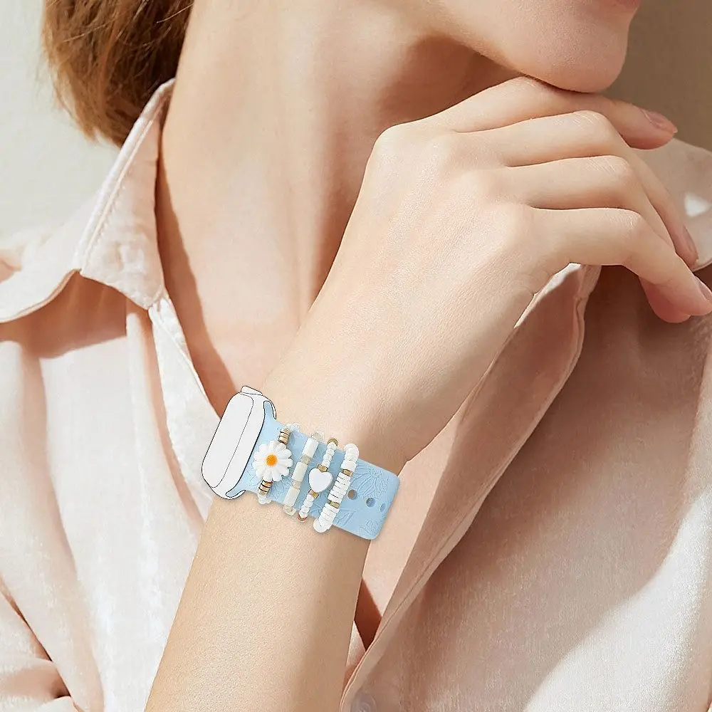 4 個の花時計バンド飾りストラップ装飾ツールファッションリストベルトチャームシェルビーズ時計バンド用