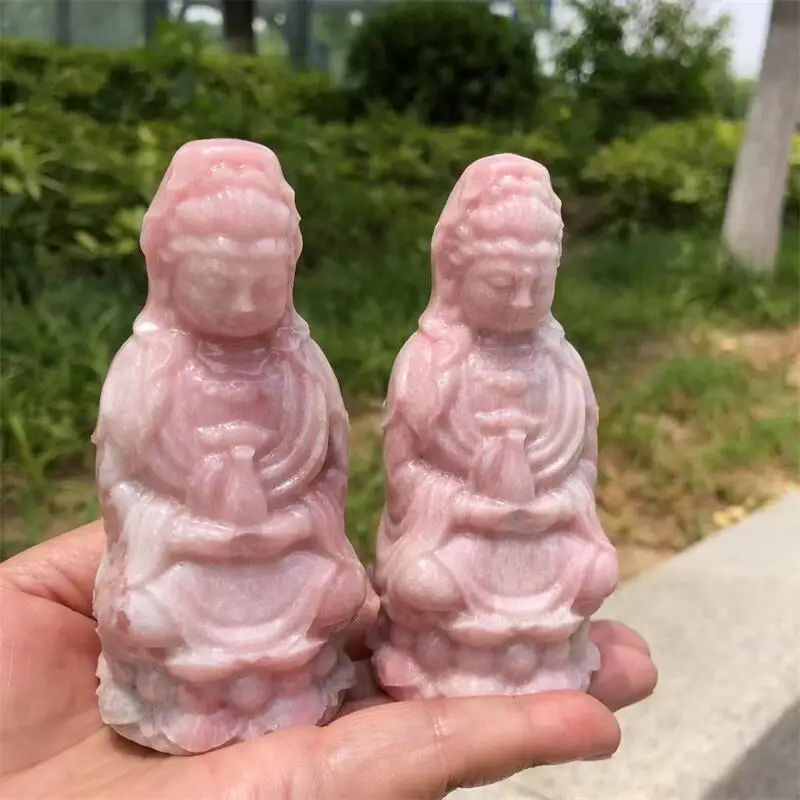 

Natural Pink Opal Guanyin Fengshui Crystal Statue Craft For Home Decoration Healing Reiki Gift 1PCS
