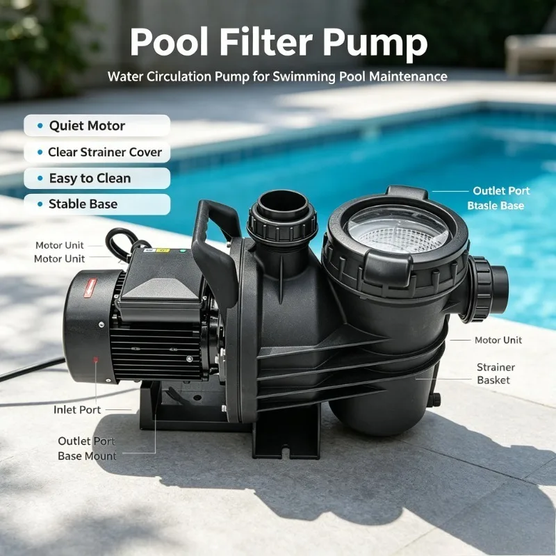 Submersible Filter Pump High Flow Water Circulation Suction Cleaner For Swimming Pool Fish Pond Water Cycle Cleaning Equipment