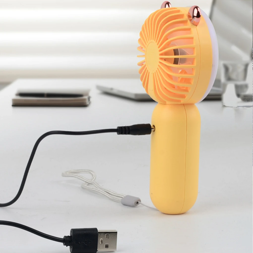 New Portable Handheld Small Fan with LED Night Office Desktop Multifunctional ​USB Mini Portable High Wind Pocket Fan