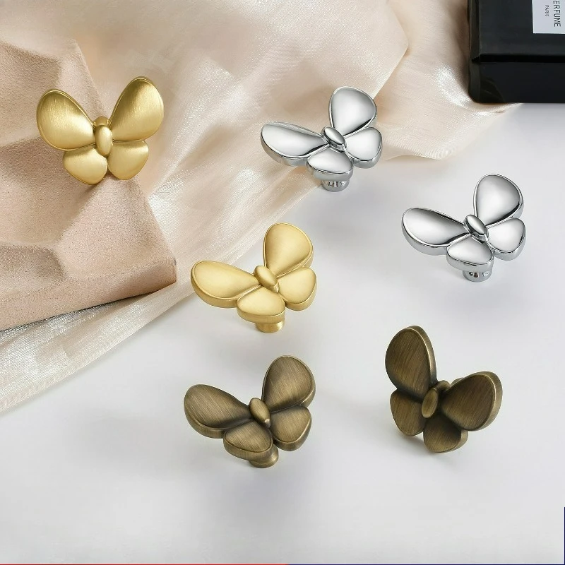 French Butterfly Furniture Cabinets Wardrobe Door Handle Minimalist Drawer Cabinet Door Single Hole Small Handle