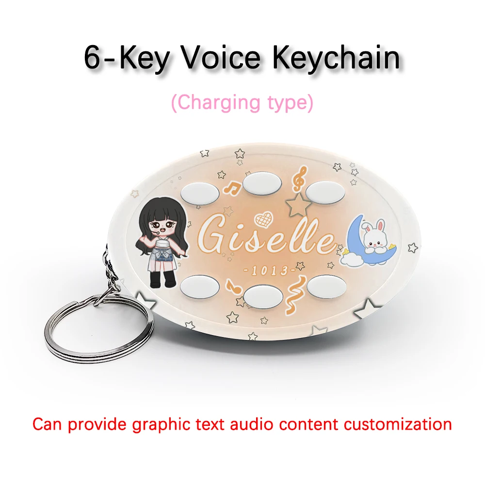 

Creative Voice Keyring For Aespa Team Member GISELLE Aeri 6-Key Audio / Picture Custom Rechargeable Type Keychain Pendant Gift