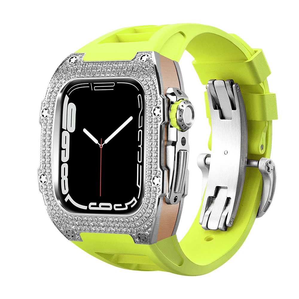 For Apple Watch Mod Kit Luxury Diamond InlaidAccessories Suit 44mm 45mm Fashion Series Applytoseries 8/7/6/5/4 Refitting