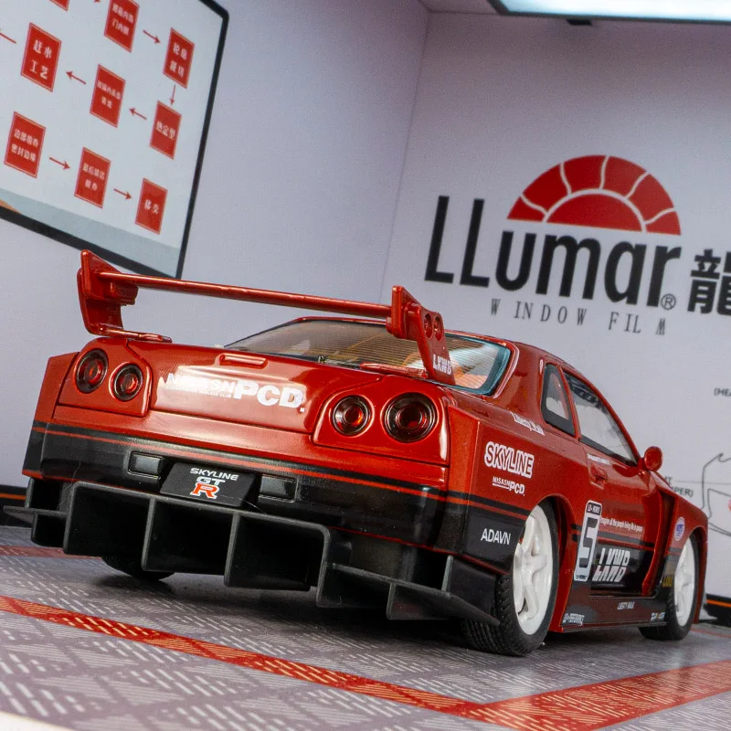 

1:24 Nissan GT-R34 skyline Track Edition, модель автомобиля из сплава, акустооптический амортизатор, детская игрушка в подарок