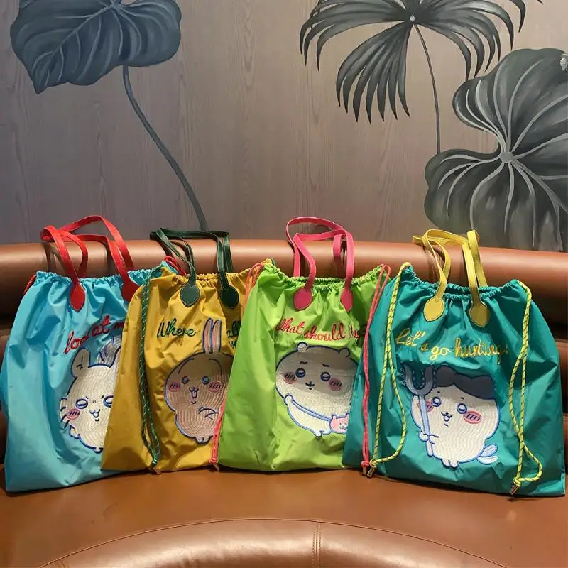 

ChiikawaXiaoba Usaqi Nylon embroidery Dopamine shopping bag tote bag drawstring cute shoulder bag