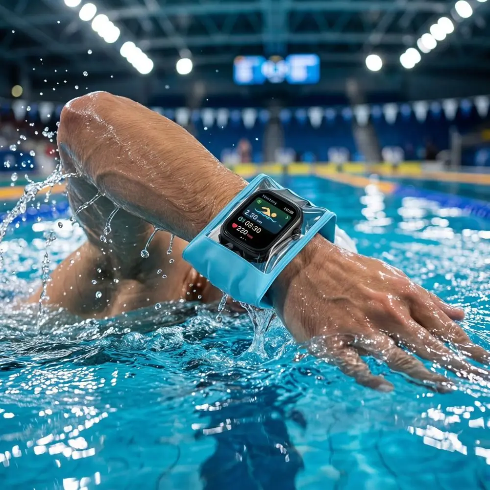 Touch Screen Smartwatch Waterproof Case IPX8 Waterproof Transparent Window Swim Smartwatch Protector