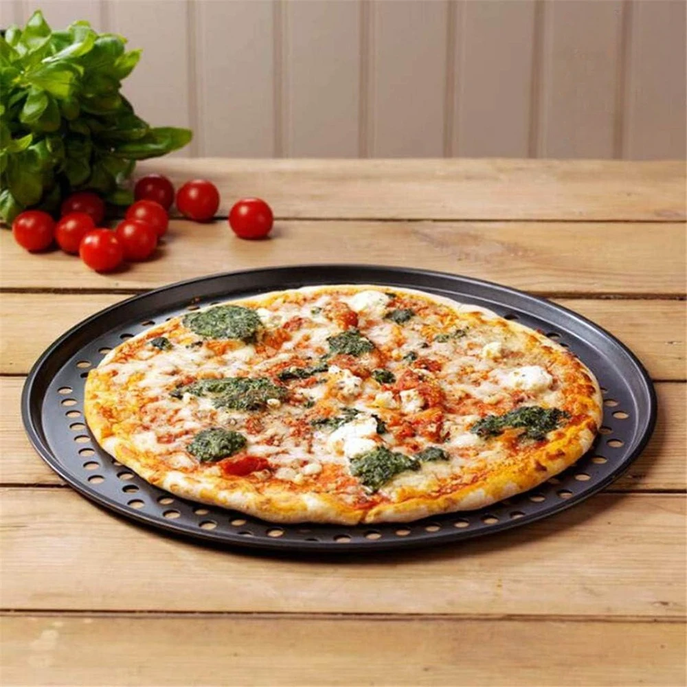 11 Inch Pizza Pan with Holes, Round Baking Tray for Oven, Perforated for Crispy Crust, Steel, Non-Stick, Pizza Bakeware, Durable