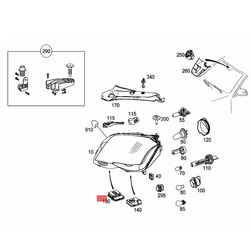 Car Front Xenon Headlight Computer Control Unit AFS Steering Module A2048708326 For Mercedes-Benz GLK X204 2008-2012