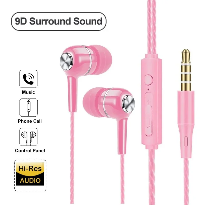 

3.5mm Wired Headphone In Ear Headset Wired Earphone Phone Wired Headphone With Mic HiFi Stereo Earbuds For Xiaomi Huawei Laptops