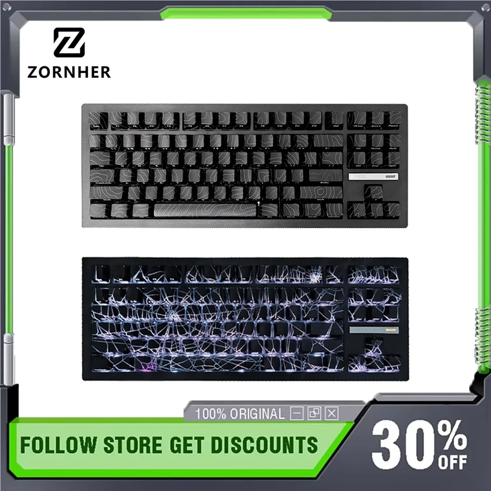 Zoruanya zh870 teclado mecânico sem fio bluetooth tri-mode rgb