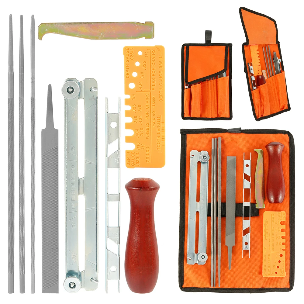 10Pcs Chainsaw Sharpener File Kit Chainsaw Field Sharpening Kits Include Flat Files Round Files for Sharpening Chain Saw Teeth