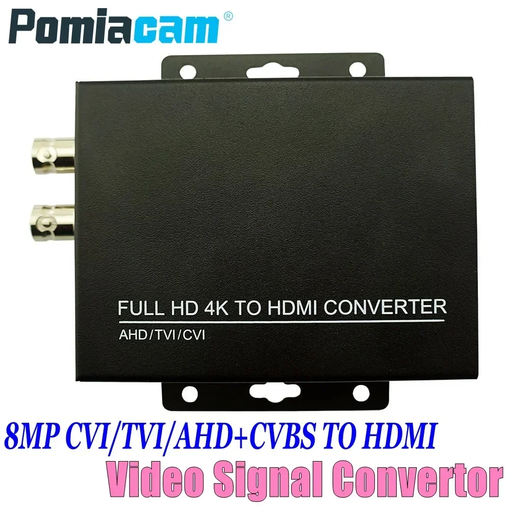 Full HD 4K 8MP CVI/TVI/AHD+CVBS to HDMI Converter 4-in-1 video signal converter Connect HD Monitor, HDMI in/out
