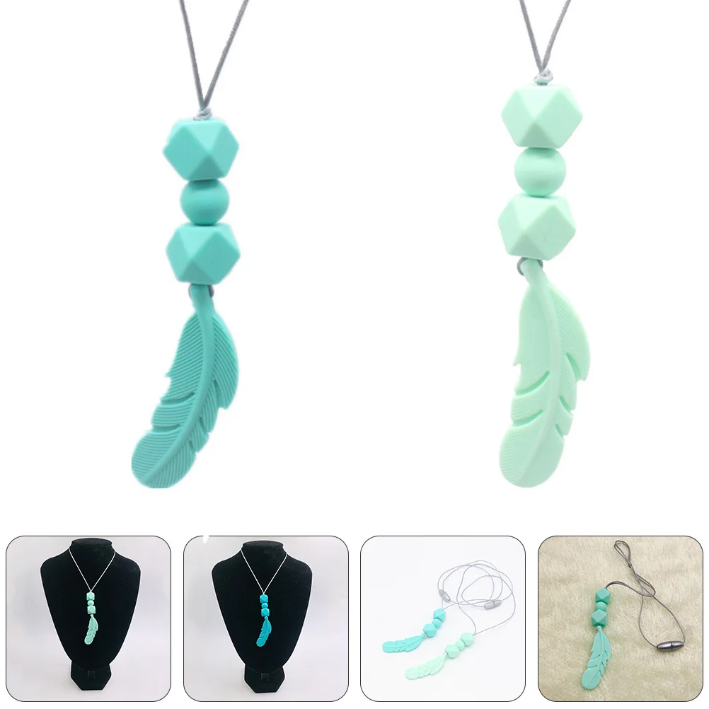 

2pcs Molar Silicone Necklace Baby Teething Set Chew Molar Necklace Chain Sensory Needs Infants Gum Comfort
