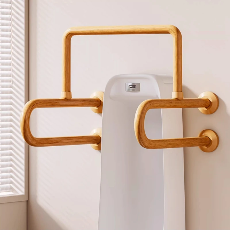 Wood Grain Toilet Safety Rail 300kg Capacity Toilet Support for Elderly & Pregnancy Bathroom Stand Assist Toilet Holder Handle