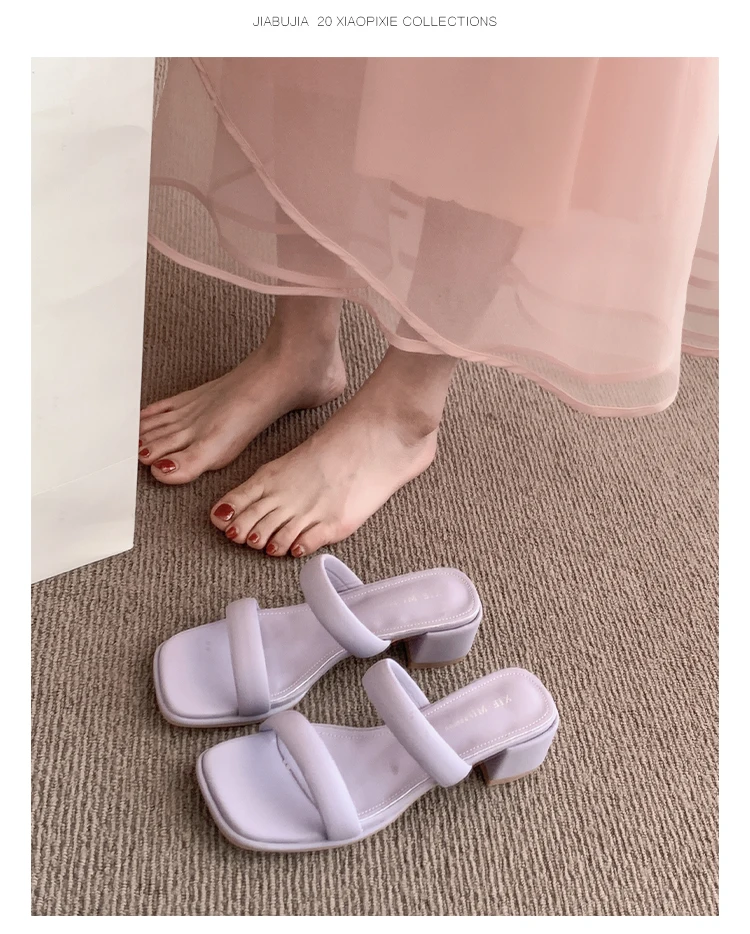 Outdoor Women's Slippers 2024 Summer New Square Toe Thick Heel Casual Sandals image 4