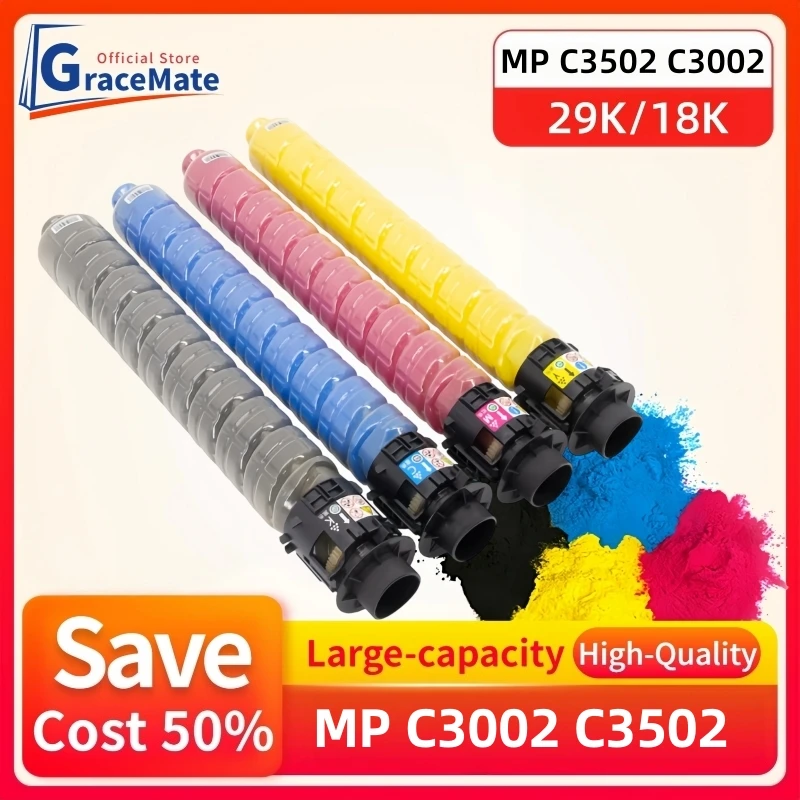 1PCS Toner Cartridge Compatible for Ricoh Aficio Lanier Savin MP C3002 C3502 MPC3002 copier color toner